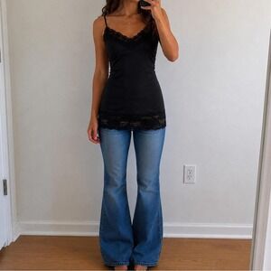 Black Lace-Trim Camisole Tank Top - Women